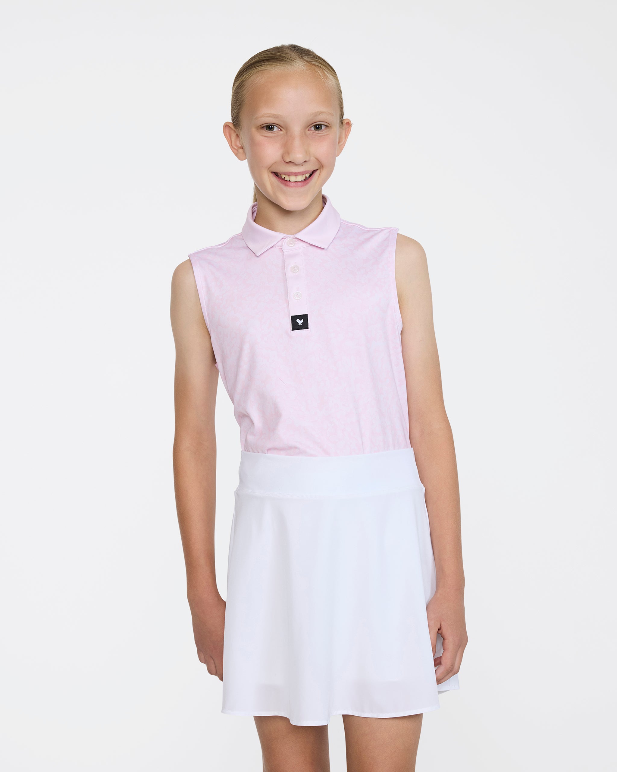 Youth Polo - Salt Shaker - Pink Sleeveless-Youth Polo-Bad Birdie