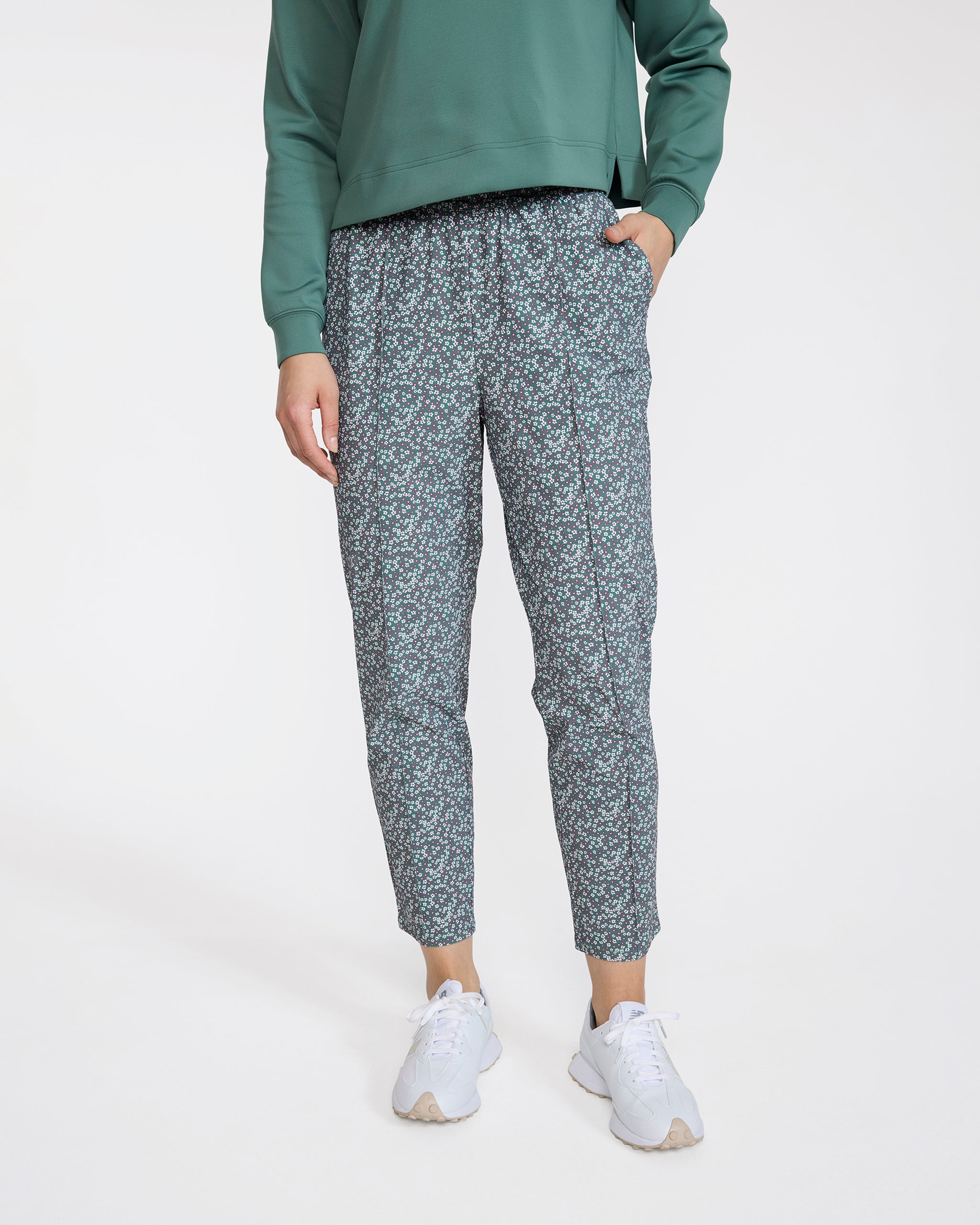 Players Pant - Ditsy Down - Dark Forest-Women's Pants-Bad Birdie