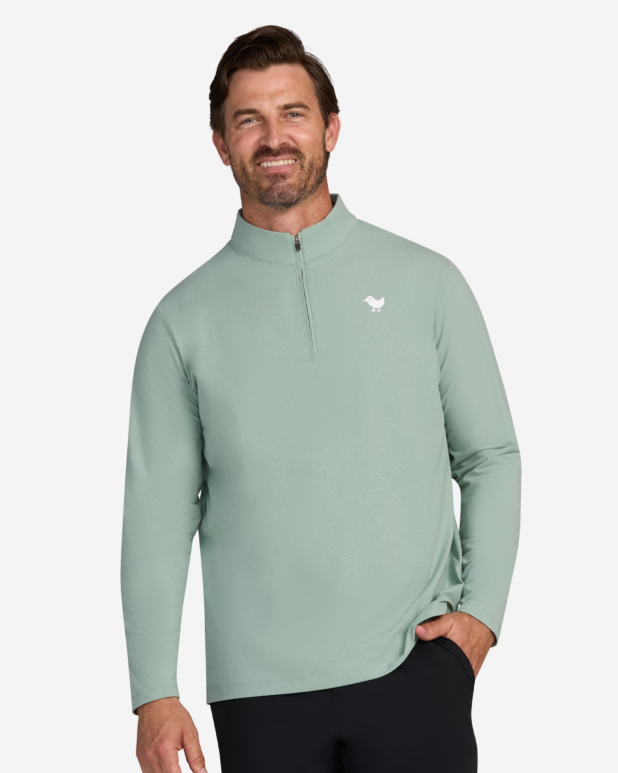 Velocity Quarterzip Open Cuff - Washed Sage-Men's Quarterzip-Bad Birdie