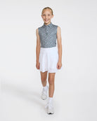 Youth Polo - Ditsy Down - Dark Forest Sleeveless-Youth Polo-Bad Birdie