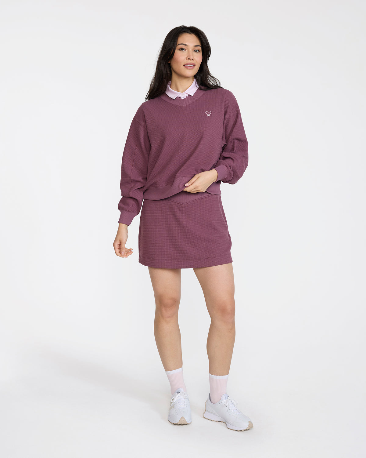 Waffle V-Neck - Plum Wine-V-Neck-Bad Birdie