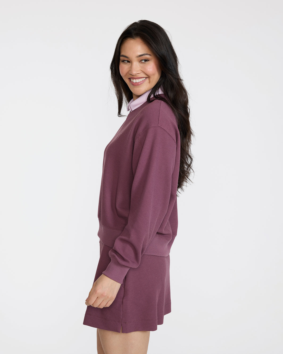 Waffle V-Neck - Plum Wine-V-Neck-Bad Birdie
