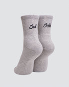 Script Mid Crew Socks - Heather Grey-Socks-Bad Birdie