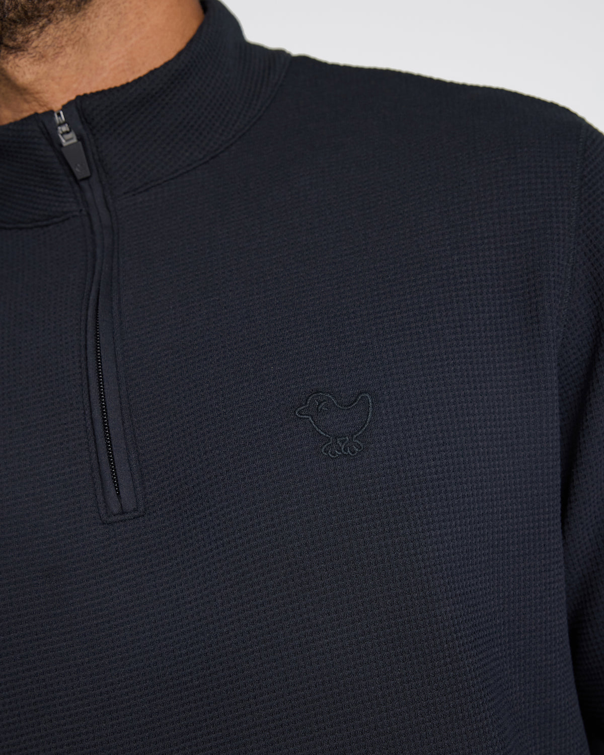 Waffle Quarterzip - Black-Quarterzip-Bad Birdie