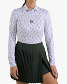 Long Sleeve Polo - Petunia Junkie-Women's Long Sleeve Polo - Bad Birdie