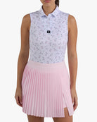 One More Please - Frosty Petal Sleeveless-Women's Core Performance Polo - Bad Birdie